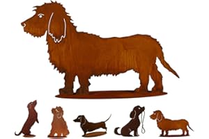 KLOCKE EDELROST DEKOR Gartenfigur Rost auf festem Stand – Hochwertig & Wetterfest - Metall Tierfigur - Edelrost Dekofigur/Tier Figur – Gartendeko/Dekoration (Dackel III - Höhe 42cm)