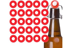 DUOKON 25 Unids Rojo Silicona Grolsch Juntas para Swing Flip Top Botella Home Brew Cerveza Sellos de Botella Silicone Rubber Grolsch Cap Swing Top Bottle Washer Junta