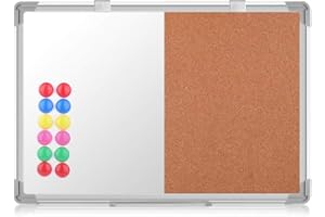 ‎S SIENOC S SIENOC Whiteboard Kombinations notizbrett Pinnwand Magnetwand mit Alurahmen Magnetisch Whiteboard und Magnettafel Weiß lackiert 70x50cm