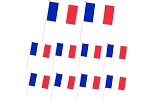 HONGCI 10pcs Mini France Handheld flag Stick Flags for World Cup 2022 Decorations, Cheering Banners Outdoor/Bar/Party Supplies