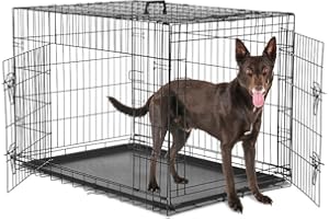 GADGETHAVEN Dog Crate, large Medium Dog Cage with 2 Doors and Removal Tray Folding Metal Pet Training Cage Animal Carriere (36inch)