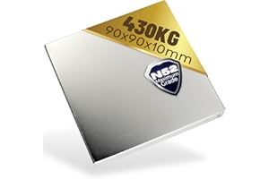 MAGNET-KAUF Aimant en néodyme N52-430 kg, extra puissant, superbe, grand format – Aimants en néodyme Power Block plaque 90 x 90 x 10 mm
