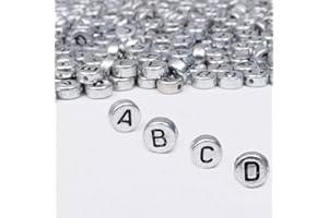 Zsail Letter Beads 1200pcs Alphabet A-Z Beads Silver Acrylic Round Letter Beads for Jewelry Making Bracelets Necklaces (silbrig)