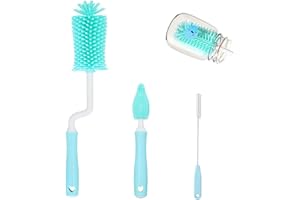 Houdao 3er-Set Flaschenbürste Babyflaschen Silikon BPA-frei Baby Bottle Brush für Kleine und Große Flaschen, Babyschnullern, Flaschenhalmen und Glaswaren