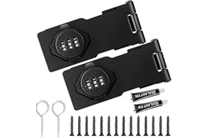 FENGQ 2 Pezzi Chiavistello con Combinazione, Bullone di Bloccaggio a Combinazione Inossidabile, Cifre Serratura con 3 Cifre Combinazione, per Rinforzi, Armadi, Capannoni, Armadietti (Nero)