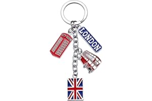 PRETYZOOM Großbritannien Flagge Schlüsselbund Tag Metall London Schlüsselanhänger Souvenir Schlüsselringe Vintage British Union Jack Schlüsselbund Autotasche Charms für DIY Telefon