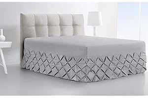 SEVENTH LINEN Luxury Pintuck Extra Deep Fitted Valance Sheet 100% Egyptian Cotton 200 Thread Count Single Double King Super King Size Bed Base Sheets (Silver Grey, King)
