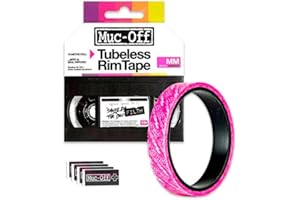 Muc-Off Fond de Jante Vélo Tubeless - 28 mm - Fond de Jante Adhésif Sensible à la Pression - Pour Installation de Pneus de Vélo Tubeless - Rouleau de 10 Mètres - 4 Patchs d'Étanchéité Inclus