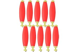 PILIPANE 10Pcs EVA Fishing Foam Floats with Pipe Plug,Fishing Bobbers Floats,Round Floats Red Green Snap On Weighted Bobbers,Fish Feed Baits for Fishing Rod,Freshwater Saltwater