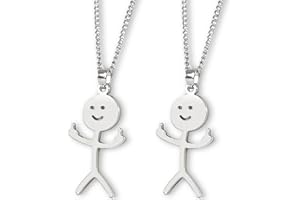 SSHUIKKAI 2 Stücke Lustige Sachen, Freundschaft Ketten, Mittelfinger Kette, Halskette Jungs, für Jungs, Lustige Graffiti-Halskette, Anhänger Finger Halskette für Herren Damen, Geschenk (Silber)