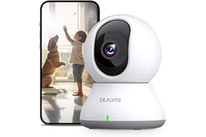 blurams Telecamera Wi-Fi Interno,2K Videocamera Sorveglianza,Rotazione a 360°,Visione Notturna, Tracciamento del Movimento,2.4GHz/5GHz,Audio Bidirezionale Compatibile con Alexa