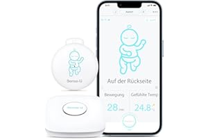 ‎SENSE-U Sense-U Baby Monitor 3 mit App Babyphone Überwacht Bewegungen des Babys, Seine Schlafposition, die gefühlte Temperatur, von jedem Standort aus, mit Licht- und Tonalarm (Weiß)
