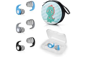 FUNYORD 3 Paia di Tappi per le Orecchie da Piscina per Bambini, Riutilizzabili in Silicone Morbido e Impermeabile, per Nuoto, Surf, Snorkeling e Altri Sport Acquatici (Nero, Grigio, Blu, S)