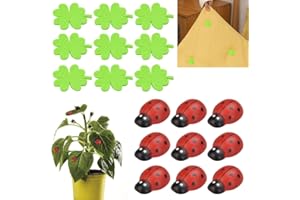 DTYGUIXE 50PCS Coccinelles en Bois, Mini Coccinelles Autocollantes 3D Bois Coccinelle Mini Coccinelle Bois Autocollant avec 50PCS Trèfle à Quatre Feuilles en Feutre pour DIY Artisanat Scrapbooking