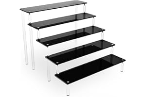 Eucomir Espositore Acrilico a 5 Strati, Display Stand per Profumi, Supporti per Cupcake, Figure Pop, Dessert Di Caramelle, Gioielli e Collezioni, Nero