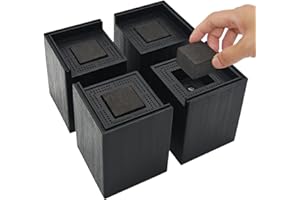 aspeike 4 Inch Bed Furniture Risers 10 cm Heavy Duty Square Furniture Lifts for Couch, Chair, Desk, Sofa Lifts Heavy Duty Supports Up to 2,200 Lbs / 1,000 kg Bed Risers 4-Pack Black