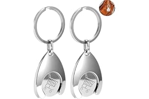 BOBOZHONG Portable Shopping Trolley Tokens Keyring,2 Pieces Reusable Shopping Trolley Token Metal Trolley Token Keyrings Trolley Coin Keyring Unlock Release Key for Grocery Shopping Cart