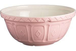 Mason Cash Colour Mix Powder Pink Mixing Bowl | 2 Litre Capacity | 24cm Earthenware Bowl with Classic Pattern Design | Dishwasher Safe | Ideal for Baking, Pastry, Cakes, Cookies & Family Baking