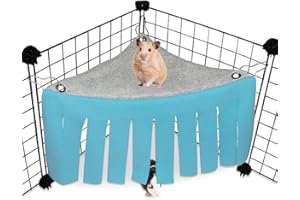 WishLotus Hamster Hideout, Small Animal Hideaway Tent Fleece Forest Pet Cage Accessories Nest Bedding for Guinea Pig Chinchilla Hedgehog Rat Squirrel Ferret Dwarf Bunny (Blue+Grey)