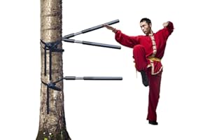 DYK&NX Wing Chun Wooden Dummy, Outdoor bundled Tai Chi Stick, Portable Martial Arts Dummies, Double spring push hand kung fu training, 3 piece set, for Tree Or Hard Object (Color : 3Spring Hand)