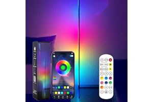 SOMERWAY LED Stehlampe Wohnzimmer 150cm Ecklampe RGB Dimmbar mit Fernbedienung und APP, Musikmodi, 16 Millionen Farben, Timing Funktion & DIY Modus, Ecklampe Smart für Schlafzimmer, Spielzimmer (Schwarz)