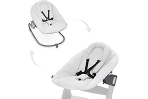 hauck Alpha Bouncer Premium, Grigio Chiaro - Sdraietta Neonati Compatibile con Seggiolone Pappa Alpha+ e Beta+ - dalla Nascita fino a 9 kg - con Cintura a 5 Punti, Schienale Regolabile e Poggiatesta