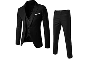 Meaunzyl Abito da Festa per Uomo Completi 3 Pezzi Slim Fit Vestito Wedding Tinta Unita Completo con Bottoni Giacca E Pantaloni Manica Lunga Abito da Lavoro vestibilità Comode Conformato Casual