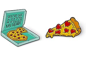Legami - Lot de 2 broches en métal émaillé, Pin Your Style!, Broche pour sac à dos, cadeau pour couple, thème pizza, taille 3 x 3 x 1 cm, Jaune, Taglia unica, Moderne