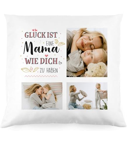 Personalisiertes Herzkissen Mit 3 Fotos - Fotokissen 40x44 Cm Inkl. Füllung