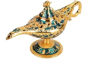 MAGT Lámpara de Aladdin, Lámpara Aladdin Decoración de Metal Tallado Hueco Leyenda Lámpara Hueca Aladdin Magic Lámpara Genie Luz, Lámpara Mágica(Phnom Penh Blue)