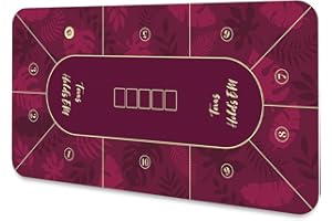 LaiEr Poker Mat Large Size Table Mat Texas Hold'em Poker Rubber Mat Poker Topper for Tables Folding Super Portable Poker Table Blackjack Top Layout Multiple Size Selection(180*90*0.2cm,Red)