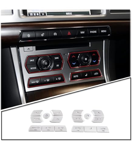 DIYUCAR Auto Centrale Controle Airconditioning Multimedia Knop Cover Sticker Voor Jaguar XF 2012-2015 Auto Styling Interieur Accessoires (7 Stks Zilver