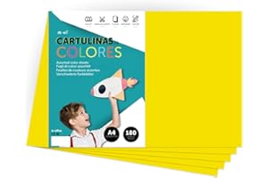 Cartulina de Colores, Cartulina A4 Colores Intensos, Hojas de Colores 180gr para Manualidades, Imprimir tus Documentos y Diseños Creativos, Folios de Colores A4 · m-office (50 hojas, amarillo fuerte)