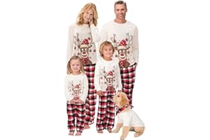 Heikoeco® Weihnachtspyjama Schlafanzug Familie Set Weihnachtsmodelle: Langärmlige Homewear-Pyjamas für die ganze Familie Männer und Frauen Kinder