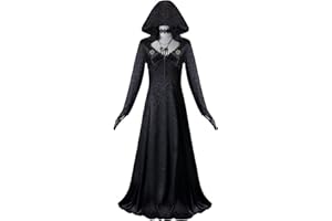 FOGHORN Lady Alcina Dimitrescu Dress Long Beige Cosplay Outfit Vampire Women Halloween Cosplay Costume Dress Full Set