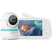 Babyphone 2 Caméras Sans Wi-Fi - Écran 5", Vision Nocturne, Zoom 4x, Détection Des Pleurs, Batterie 5000mAh