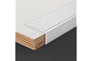 Stair Edge Nosing Trim - 900mm x 45mm x 23mm - (5 pc) Anti Non Slip Step Tread Strip- Anodised Aluminium Nose Edging - Self-Adhesive by ZZLQIAN® (Silver)