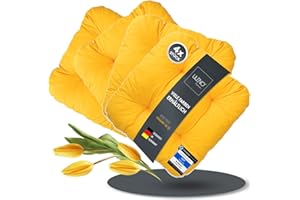 LILENO HOME Set di 4 cuscini per sedie, colore giallo (38 x 38 x 8 cm), adatti a sedie da giardino, cucina o sala da pranzo, comodi e resistenti ai raggi UV, per interni Cuscino per sedia da esterni.