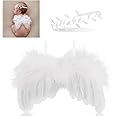 Hifot Newborn Baby Photography Props Costumes, Feather Angel Wings with Headband Set, Baby Girl Photo Prop Accessories White