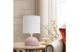 Aigostar - Lampada da Comodino, Moderna Lampada da Tavolo Base in Ceramica Paralume in Stoffa, Attacco E14, 14 * 14 * 24 cm Cavo 1.3 Metri, Design Vintage.