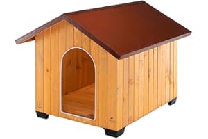 Ferplast Hundehütte XXL große Hunde DOMUS MAXI aus FSC-Holz, Hundehaus Outdoor Wetterfest, Isolierende Kunststofffüße, Tür mit Bissschutzkante aus Aluminium, 108 x 130 x h 103 cm.
