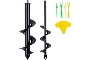 CHANGEMOORE 8X30cm+4x22cm Garten Schnecken, Gartenbohrer Erdbohrer für akkuschrauber zum 2 Set kleine Schaufeln and 100 Stück Pflanzetiketten, Solider Kernschaft Pflanzbohrer Erdbohrer