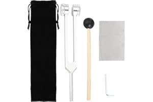 KASURE Juego de Diapasón, Diapasón 128hz, Diapasón Terapéutico, Diapasón Musical con Martillo de Silicona y Herramienta de Reparación