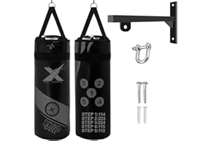 XN8 SPORTS Xn8 Kids 2FT Filled Boxing Punch Bag with Bracket – Heavy Duty Hanging Bag with Punching Number Combinations, Self-Learning for Boxing, Kickboxing, MMA, Muay Thai, Karate & Grappling for Boys & Girls