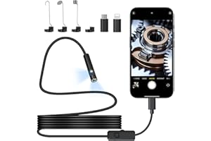 Niaazi Endoskopkamera Inspection Camera - 1920P HD Dual Lens Camera Borescope for iPhone Android - Fibre Optic Drain Camera with 8 LED light - 5M Semi-Rigid Snake Cord IP67 Waterproof