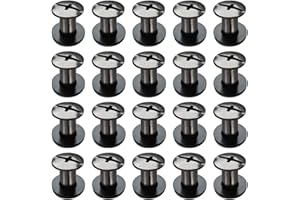 SHSMPXOY 20 Kits Vis Chicago Screws,M5*8mm Vis de Livre,Rivet a Visser de remplacement en métal pour sacs, livres, colliers, sacs à dos, laisses de chien, laisses (Noir Brillant)