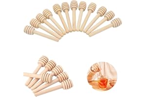 RHQFDM DCQQ 20 Pezzi Miele Bastoncini Cucchiaio Spargimiele Legno Piccoli Cucchiaio di Miele di Legno Honey Dipper Stick per Bomboniere Ringraziamento Matrimonio Battesimo (10cm) (fengmibang10cm)