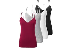 vislivin Camiseta para Mujer Camiseta Sin Mangas con Encaje Top Sin Mangas de Cuello en V Camisola