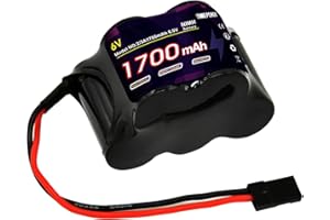 EMEPOVGY RC Nimh Receiver RX Battery Pack 6V 1700mAh High Capacity Rechargeable Hump Pack with Hitec Plug for RC Hobby