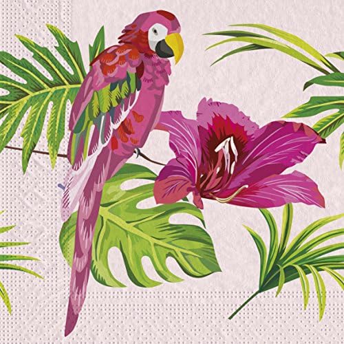 Tifany 8013305.0 Bird of Paradise Serviettes 3 Ply Pink Paper (Pack of 20)
